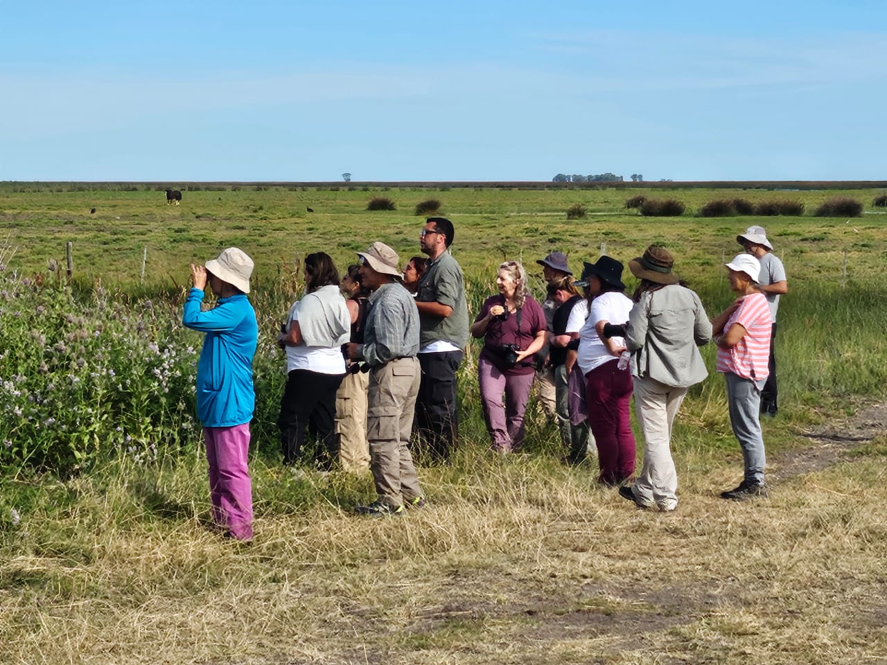 Grupo de observadores de aves en la Reserva del Tuy&uacute;, Buenos Aires