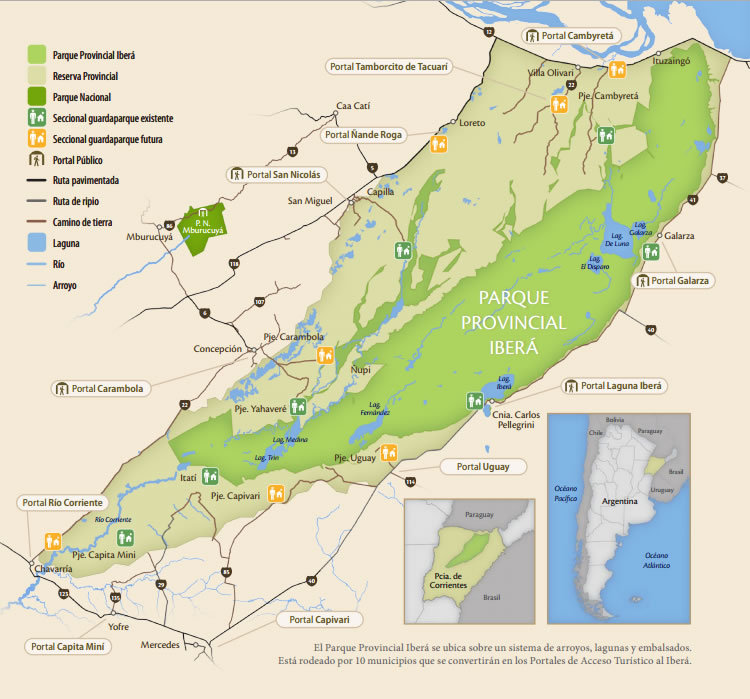 Mapa del Parque Nacional Esteros del Iberá - Argentina